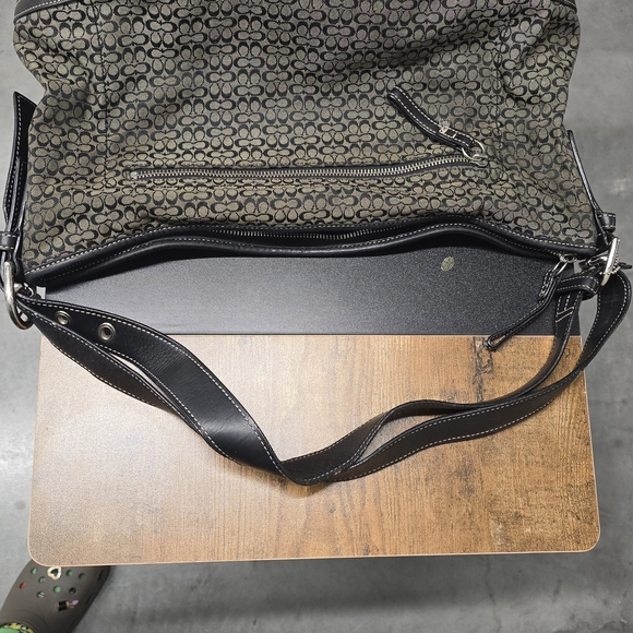 Coach Signature Pattern Shoulder Bag in Black and Tan - Picture 5 of 10